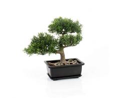 artplants.de Cedro Bonsai Artificiale in vasetto, 20cm - Bonsai in Vaso/Cedro in Vaso