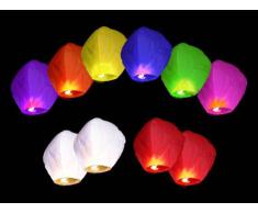 SKY LANTERN LANTERNA LANTERNE CINESE VOLANTE MINI MONGOLFIERA 10 PZ COLORI MISTI