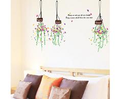 Cesto di fiori foglie verdi Wall Sticker casa decalcomania smontabile soggiorno camera da letto cucina arte foto PVC decorazione murale Sticks finestra porta + 3D Frog auto sticker Gift