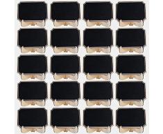 CAILI 20pz Mini Lavagna Lavagnette Legno Piccolo Decorative Segnaposto Decorazione Matrimonio Natale Feste per Tavolo Segnatavolo Message Promemoria Numero (10 * 7.5 * 0.3cm)