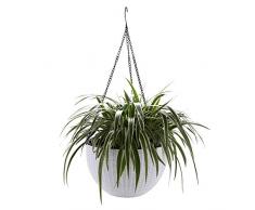 ComSaf Auto Irrigazione Vaso per Piante Sospese Bianco 25.5CM Plastica Set di 2, Fioriere con Drenaggio Cestini per Fioriere Sospese Vasi Sospesi per Piante Casa e Giardino Balcone Decorazione