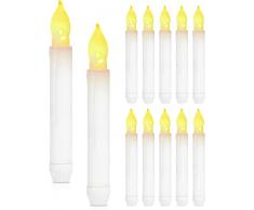 Yizhet Candele a LED, 12 Pezzi Candele Elettriche Sottili con Fiamma Tremolante Bianco Caldo Candela Finta Senza Fiamma a Batteria per Albero di Natale, Matrimonio, Halloween, Natale, Festa, Pasqua