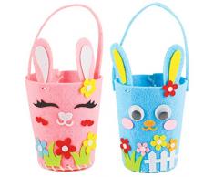 Amosfun 4Pcs Secchiello per Coniglietto di Pasqua Cestino Orecchie da Coniglio Secchio Borsa per Uova di Pasqua Caccia Giocattoli Caramelle Regali