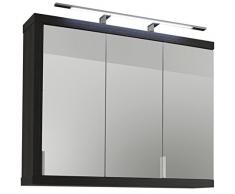 Trendteam Armadio a specchio per il bagno Armadio a specchio per il bagno, Piastra di tensione, Bianco e argento fumo imitazione