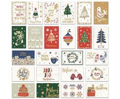 NLR Pacchetto biglietti dauguri di Natale # Stagione di Natale | 24 Carte di 24 Disegni Unici | 14x9 cm | Buste e sigilli inclusi | Per Natale e Capodanno (Piegare)
