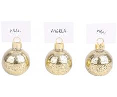 Toyland® Confezione da 6 - Porta Carte e Porta Segnaposto in Glitter 4cm - Accessori di Natale (Oro)