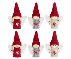 Ideen mit Herz - Graziose bambole invernali, gnomi di Natale, decorazioni natalizie, in legno, feltro e maglia (angioletto Marie, altezza 6 cm, 6 pezzi)