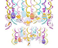 HOWAF Buona Pasqua Decorazioni da Appendere, 30pcs Pendenti a Spirale Pasqua Appendere Turbinanti Addobbi per Pasqua Ghirlande Stelle Filanti, Uovo di Pasqua Pulcino Coniglio Carote Gallina