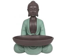 Statuetta vuota tasca Boudha - Decorazione Zen e Feng Shui - per creare unatmosfera rilassante e spirituale - idea regalo portafortuna - altezza: 20 cm - colore: verde e marrone - ZenLight