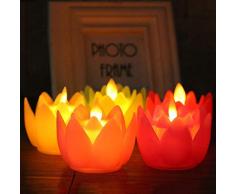 OUHUI Candele A Led, 6 Pezzi Candela Senza Fiamma Tealights Elettrica A LED, Candela A LED Con Simulatore A Forma Di Loto, Per Natale, San Valentino, Pasqua, Festa, Bar, Matrimonio
