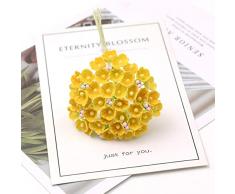mazzo 8 pezzi mini carta rosa bouquet di fiori finti decorazione di nozze fiore artificiale fai da te scrapbooking ghirlanda corona fiori-giallo