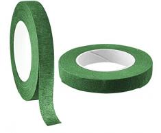 BOBOZHONG 2 Rotoli Nastro Fiorista Verde, Adesivo Nastro per Fioristi, Nastro Fiore,Nastro Fioristi per Bouquet, Confezionamento di Fiori, Produzione Artigianale, Corona Nozze,27m*12mm