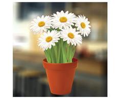 Stickers4 - Adesivo statico per finestra con immagine di fiori nel vaso, decorazioni stagionali per finestre, Vinile, 5. Daisies, 1. Standard