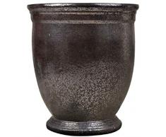 Casa Padrino vaso da fiori Art Nouveau nero/bronzo Ø 61 x A. 71 cm - Vaso per piante rotondo fatto a mano in terracotta - Accessori per la decorazione di giardini e terrazze