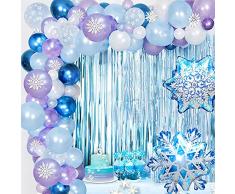 Frozen Arco Palloncini, Frozen Addobbi per Feste Palloncini Compleanno Ghirlanda Compleanno, Palloncino Kit Ghirlanda Arco Palloncini Blu Viola Bianca per Ragazza Compleanno