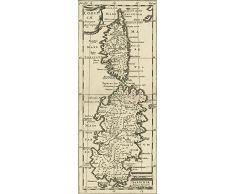 STAMPA su TELA ARROTOLATA Antica mappa del Mar Mediterraneo con isola corsicana e della Sardegna anonymous - Sardegna | Corsican | Isola | Mediterraneo | Sea | cm_58_X_22