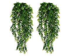 KingYH 2 Pezzi Edera Artificiale 85cm Simulazione Verde di Foglia Piangente Rattan Parete Appeso Vine Verde Pianta per Decorazione Parete Domestica Matrimonio Fioriera Porte