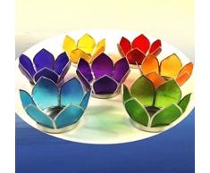 Trovare Qualcosa Di Diverso Lotus portacandela, Vetro, Argento, Piccolo, Set di 7