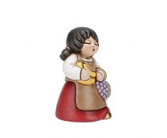 THUN - Statuina Presepe Donna con Frutta - Decorazioni Natale Casa - Linea Presepe Classico, Variante Rossa - Ceramica - 8 h cm