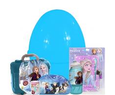 Aurora Store Uovo di Pasqua sorpresa per bambina Kit disegno Frozen, Minnie, Principesse h. 40cm Diametro 30cm da 55 pz. con 10 prodotti diversi pastelli matite timbri idea regalo pasqualone (Frozen)