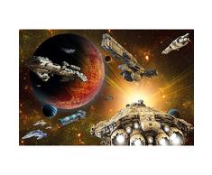 Astronave nell'universo FOTOMURALE- nave spaziale galassia quadro - XXL decorazione da parete cameretta dei bambini –tappezzeria da parete by GREAT ART (140 x 100 cm)