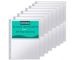 Tasche fotografiche Raccoglitore A4 Busta Porta Foto,50 Pacchetti da 100 Tasche per Raccoglitori A4 a 11 Anelli,Maniche Fotografiche Ultra Chiare 2 Scomparti Trasparente