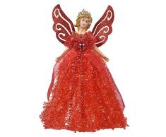Richolyn 22 Cm / 8,66 Pollici Angelo Albero di Natale Puntale Mini Albero di Natale Topper Topper Albero di Natale Angelo Decorazione Albero con Ali Decorazione per Albero di Natale