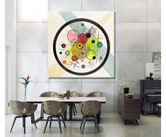 Giallobus - Quadro - Stampa su Tela Canvas Kandinsky - Quadro Astratto Studio per Cerchi nel Cerchio - Quadri Moderni di Tela - Vari Formati - 50 x 50 CM