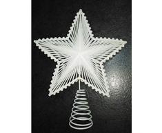 PUNTALE ALBERO DI NATALE ADDOBBI NATALIZI PUNTA STELLA BIANCA BRILLANTINATA