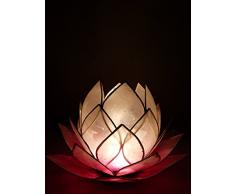 Portalumino Capiz Loto dei Chakra rosa 15 cm fatto a mano