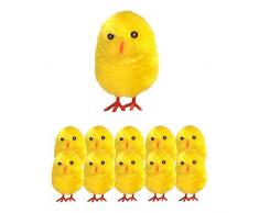 Lotto di 10 pulcini, decorazione di Pasqua, colore: giallo