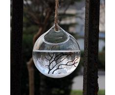 Vaso Vetro A Sfera Porta Fiore Piante Decorazioni Casa Giardino, Appendibile, Dia.12cm