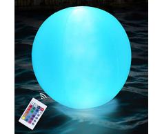 Lampada Sfera Giardino Solare Gonfiabile Ø 40cm, Solare da Giardino per Esterni, Sfere Luminose da Giardino Solare, Luci per Piscina LED Fuori Terra & Interrata Galleggianti Colorate Luminoso Piscina