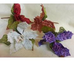 Set 12 pezzi fiore pick stella x applicazione albero di NATALE, segnaposto tavolo, panettone. (amon850) (VIOLA)