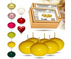 CANDLE HARMONY© Candele galleggianti 6 PEZZI Ø 40 mm con petali di rosa GRATIS Colori festivi Candela galleggiante Candele di Natale Compleanno San Valentino Pasqua Candles (Giallo)