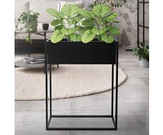 ML-Design Supporto per Piante Fiori Portavasi 60 x 25 x 78 cm in Metallo Nero Robusto Resistente alle Intemperie Piedistallo Decorativo Design Moderno Fioriera da Terra Rialzata per Interni/Esterni