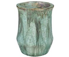 Casa Padrino vaso da fiori Art Nouveau verde opale Ø 46 x A. 60 cm - Vaso per piante rotondo fatto a mano in terracotta - Accessori per la decorazione di giardini e terrazze