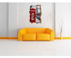 Londra cabina telefonica a muro passo avanti nel look 3D, parete o in formato adesivo porta: 92x62cm, autoadesivi della parete, autoadesivo della parete, decorazione della parete