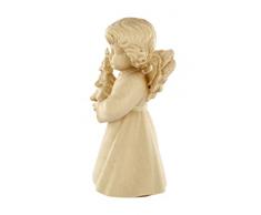 Ferrari & Arrighetti Statuina dell'angioletto con alberello di Natale, Linea da 14 cm, in Legno Naturale, Collezione Angeli Sissi - Demetz Deur