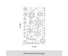 kina NT0317 Vetrofania Natalizia per vetrine Negozi - Decorazioni adesive per Natale 70x120 cm - Bianco