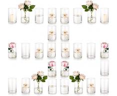 Hewory - Set di 36 vasi rotondi per decorazioni da tavolo, per matrimoni, eventi, centrotavola uragano per candele galleggianti, vaso trasparente per soggiorno, decorazione della casa