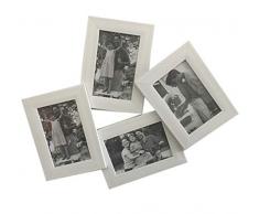 Ducomi Cornice Multipla Foto in Legno - 4 Cornici 10 x 15 cm - Collage per Fotografie e Polaroid di Battesimo, Compleanno e Matrimonio - Quadri Multipli per i Ricordi più Belli (Large, White)