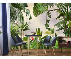 Carta da parati fotografica paesaggio tropicale palma banana foglie natura giungla decorazione murale (366 x 254 cm) gigante poster di carta