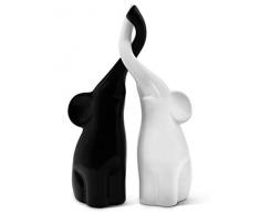 FeinKnick Coppia armoniosa di Elefanti in Ceramica in Bianco e Nero - Scultura Moderna, Coppia di Due Singoli Elefanti - Statuetta Decorativa Alta 26 cm - Elefante Come Perfetta Idea Regalo