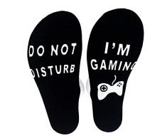Non disturbare i giochi con divertenti calze in cotone, ideali come regalo di Natale per gli amanti dei giocatori, uomini, signore e ragazzi, adulti, colore: nero