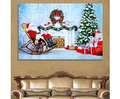 CYANDJ Stampa su Tela Immagine Natalizia Classica Babbo Natale Stampa Regalo Pittura Arte Murale Poster Decorazione Domestica A No Frame 32X40Inch(80X100Cm)