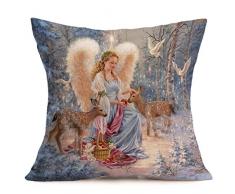 Buon Natale! Kword Natale Biancheria Federe Cuscino Cover Cuscino Divano Casa Decorazione (E)