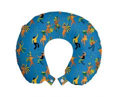 ABAKUHAUS Carnevale Cuscino da Viaggio, Uomini e donne in costumi, Accessorio in Schiuma di Memoria per Viaggio, 30 cm x 30 cm, Mare blu e multicolore