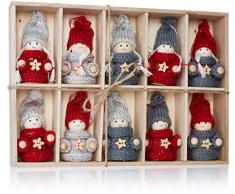 Brubaker Set di 10 Gnomi di Natale in Legno Decorazioni addobbi Natalizi 8 cm in Scatola di Legno