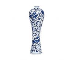 LANLONG Vaso in porcellana cinese blu e bianco vaso decorativo fatto a mano Soggiorno, decorazione della casa, ufficio, ornamenti (33 cm)